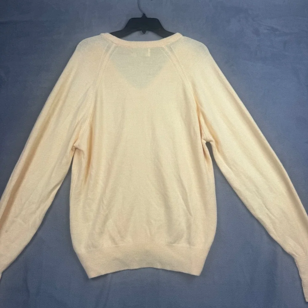 Christian Dior Monsieur Vintage VNeck Sweater Yellow Orlon Acrylic Made in USA M